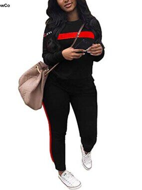 Two Piece Sweatsuit Set Long Sleeve Pullover and Slim Jogger Pants